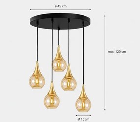 Lustră pe cablu LACRIMA HONEY 5xE27/60W/230V d. 45 cm