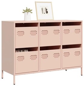 vidaXL Dulap, roz, 101,5x39x73,5 cm, oțel laminat la rece
