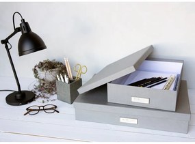 Cutie de depozitare cu etichetă pentru documente Bigso Box of Sweden Oskar, format A4, gri