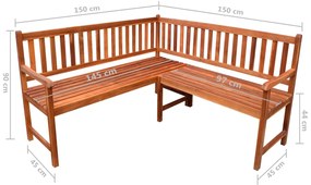 Banca de colt gradina, cu perne,150 cm, lemn masiv de acacia 1, Bordo, 150 x 50 x 4 cm, bordo