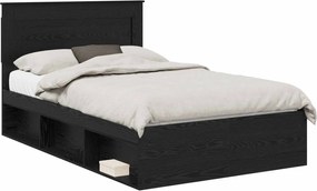 vidaXL Cadru de pat cu headboard Negru 120 x 190 cm Lemn de pin masiv