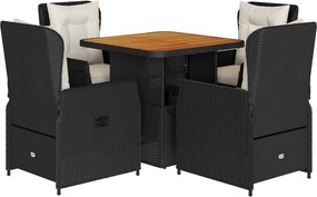 vidaXL Set mobilier de grădină cu perne, 5 piese, negru, poliratan