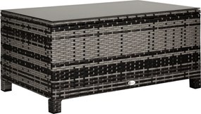 Outsunny Măsuță de grădină blat din sticlă securizată 5 mm ratan împletit 85 x 50 x 39 cm Max. 70 kg gri | Aosom Romania