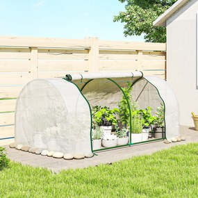 Outsunny Seră de Grădină cu Ferestre Rulabile, Husă Plastic Anti-UV, 200 x 100 x 80 cm, Alb | Aosom Romania