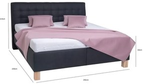 Pat tapițat VIOLET, 180 x 200 cm, cu saltea inclusă și spațiu de depozitare, antracit