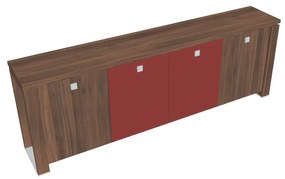 Dulap mic Verno+ S 260 x 46 x 90 cm, uși combinate, nuc / roșu