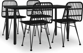 vidaXL Set mobilier de grădină, 5 piese, negru, poliratan