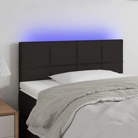 vidaXL Tăblie de pat cu LED, negru, 90x5x78/88 cm, textil