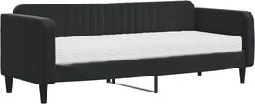 vidaXL Pat de zi cu saltea, negru, 80x200 cm, catifea