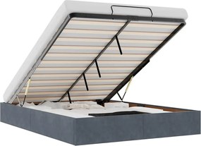 vidaXL Cadru de pat otoman fără saltea Gri închis 140x200 cm catifea