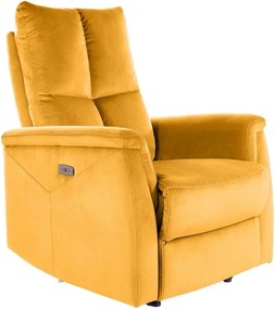Fotoliu recliner NEPTUN, galben/negru, stofa catifelata/metal, 76x94/1