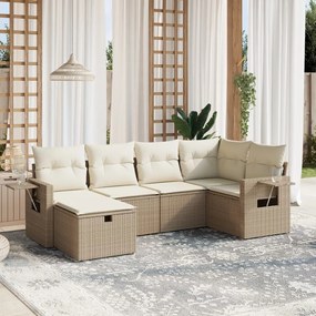 vidaXL Set canapele de grădină cu perne, 6 piese, bej, poliratan