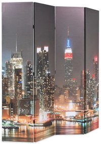 245862 vidaXL Paravan cameră pliabil 160 x 170 cm, New York pe timp de noapte