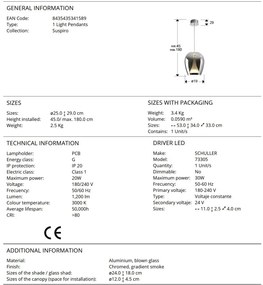 Lustra/Pendul LED modern design decorativ Suspiro D-25cm crom/fumuriu