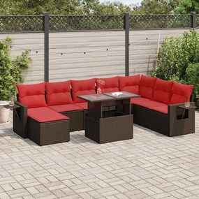 vidaXL Set mobilier grădină perne 9 piese negru poliratan/lemn acacia