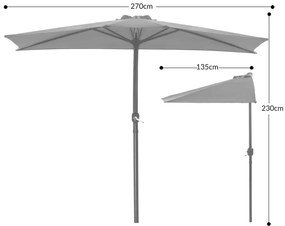 Deuba Umbrelă de soare semicirculară de grădină - crem