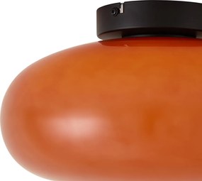 Plafonieră retro neagră cu sticlă portocalie 30cm - Glaze