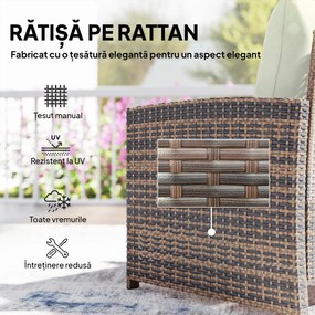 Outsunny Set de Mobilier de Grădină din Rattan 5 Piese, Set de Mobilier Exterior cu 2 Suporturi pentru Picioare, 2 Fotolii, Masă de Cafea cu 2 Niveluri, Perne, pentru Balcon, Terasă, Patio, Maro/Crem | Aosom Romania