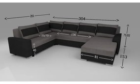 Colțar extensibil universal, tapițat, în formă de U OXFORD, maro/taupe