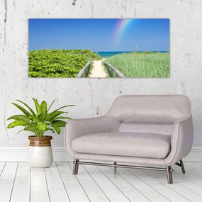 Tablou - Peisaj și curcubeu (120x50 cm)