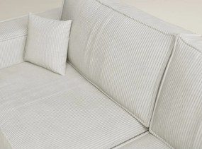 Colțar crem extensibil/cu spațiu de depozitare cu tapițerie din catifea reiată (cu colț pe partea dreaptă/în formă de ”L”) Tonga – Maison de Rêve