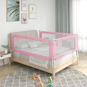 10206 vidaXL Balustradă de protecție pat copii, roz, 200x25 cm, textil