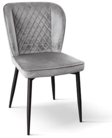 SET 4 Scaune Manta, structura metalica, catifea - GRI - CATIFEA - NEGRU - STANDARD