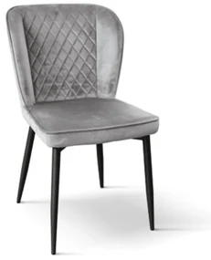 SET 4 Scaune Manta, structura metalica, catifea - GRI - CATIFEA - NEGRU - STANDARD
