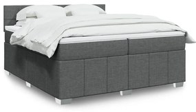 vidaXL Pat box spring cu saltea, gri închis, 200x200 cm, textil