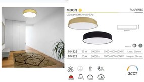 Plafoniera LED moderna design slim MOON negru 55W