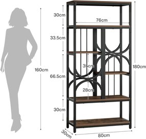 RAI53 - Rafturi, etajera 80 cm, pentru birou, biblioteca living, hol, dormitor, bucatarie, camera copii, stil industrial - Maro