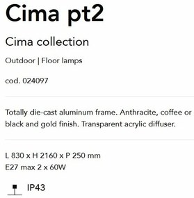 Stalp de exterior cu protectie IP44 CIMA PT2 NERO