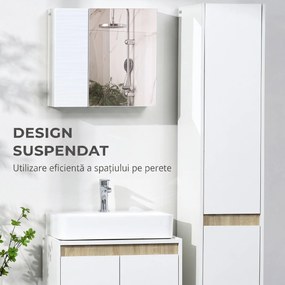 Kleankin Dulap cu Oglindă pentru Baie, 4 Rafturi Reglabile, Montare pe Perete, 48x15x45 cm, din PAL și Sticlă | Aosom Romania