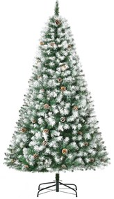 HOMCOM Brad de Crăciun Înzăpezit cu Conuri, Brad Artificial cu Deschidere Automată și Bază Pliabilă, Ø103x180 cm, Verde | Aosom Romania