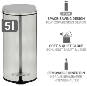Coș de gunoi argintiu mat cu pedală din oțel inoxidabil 5 l Collungo – Wenko