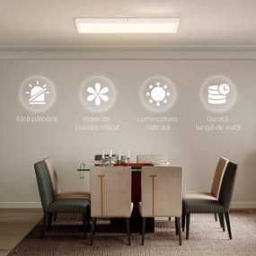HOMCOM Set de 2 Plafoniere LED Subțiri cu Design Minimalist și Modern, Reglabile, Candelabru LED din Oțel și Plastic, 60x30x3,7 cm, Alb | Aosom Romania