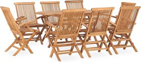 vidaXL Set mobilier de exterior pliabil, 9 piese, lemn masiv de tec