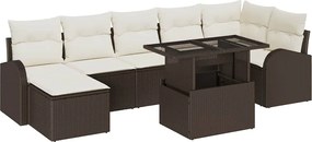 vidaXL Set de canapele pentru grădină cu pernă 8 pcs Maro Rattan poli