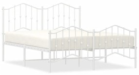 373855 vidaXL Cadru pat metalic cu tăblie de cap/picioare , alb, 135x190 cm