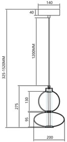 Lustră LED pe cablu DAPHNE LED/12W/230V auriu