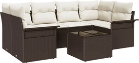 vidaXL Set de canapele pentru grădină cu pernă 7 pcs Maro poliratan