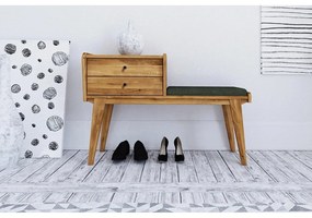 Bancă din stejar cu sertare cu șezut verde Retro - The Beds