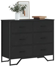 vidaXL Comodă cu sertare, negru, 91x35,5x74,5 cm, lemn prelucrat
