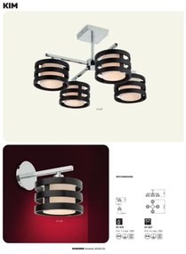 Redo 01-627 - Lustră cu tijă KIM, 4 x E14, 28 W, 230 V, crom lucios/negru