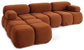 Colțar modular portocaliu cu tapițerie din catifea Lokua – Makamii