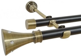 Galerie dubla fara inele duo CARTER 19/19 mm negru aur antic (Alege marime: 180 cm)