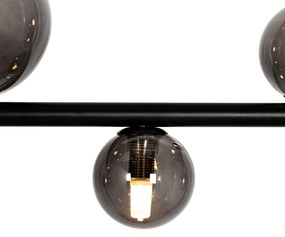 Lampă suspendată neagră cu sticlă fumurie ovală cu 8 lumini - Monaco