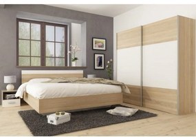 Set dormitor GABRIELA NEW, stejar sonoma/alb, DTD laminat/metal, cu pa
