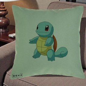 Perna Personalizata Squirtle Pokemon, 40x40 cm, Verde, Husa Detasabila, Perna Inclusa, BEKZ®