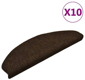 vidaXL Covorașe pentru scări autoadezive, 10 buc., 65x21x4 cm, maro, semirotunde, mari